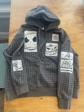 Disney Gray Knit Hoodie- Nightmare Before Christmas- Size Medium- Mayor
